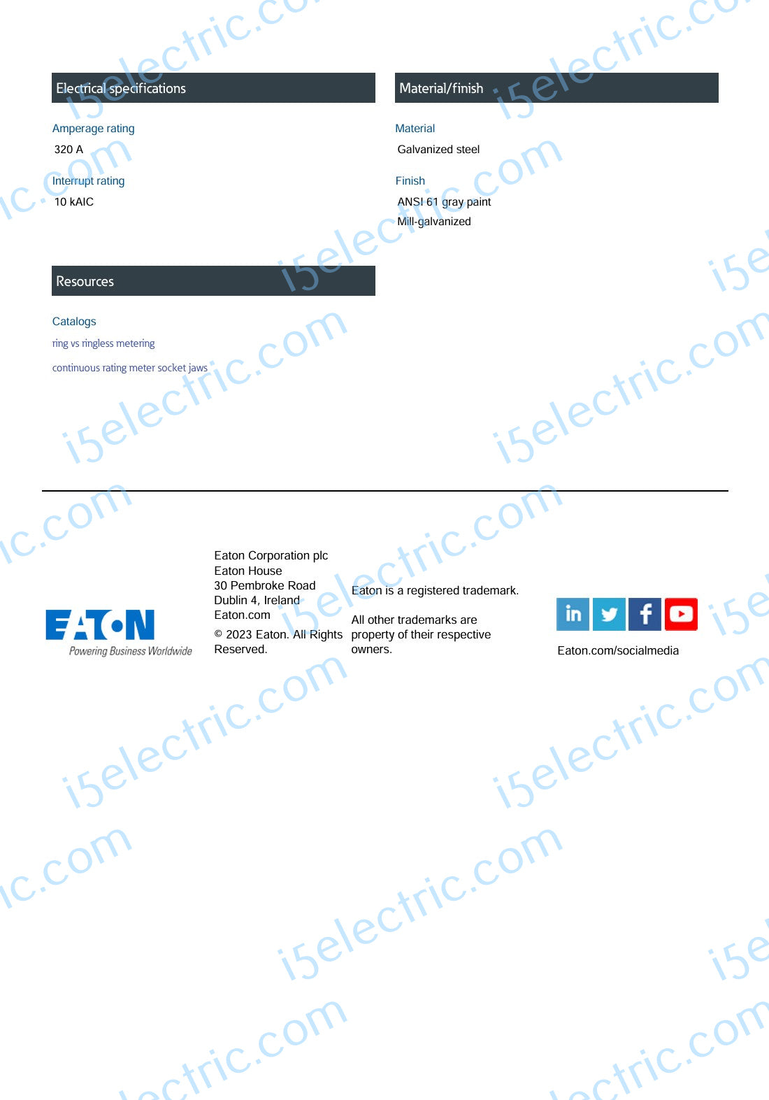 EATON U4042MCC 400A Meter Combo With 2 200A Breakers; Spec3