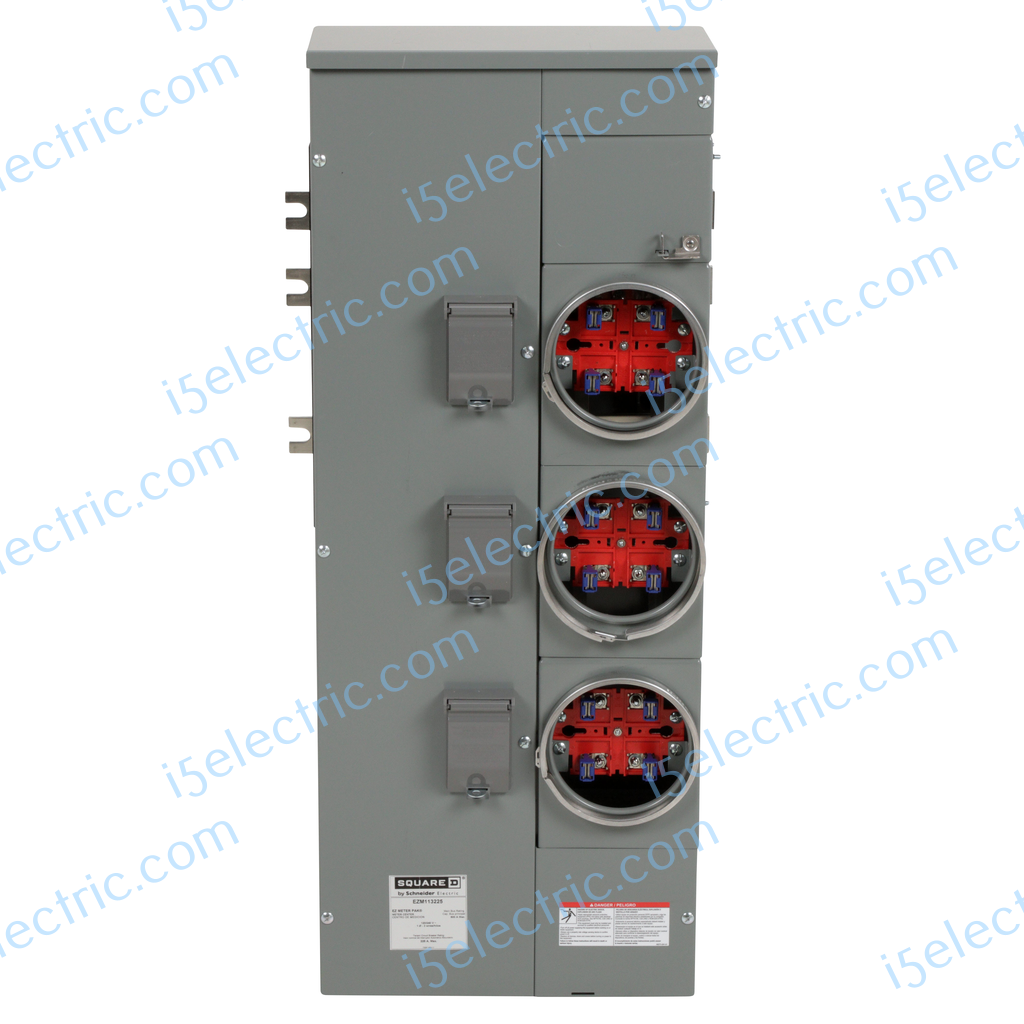 Square D SCHNEIDER EZM113225 1 PH in 1 PH out 800A Bus 3-Gang 225A Meter Stack