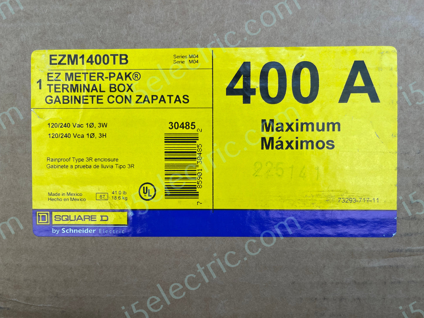 SQUARE D SCHNEIDER EZM1400TB 400 AMP SINGLE PHASE EZM METER MAIN LUGS TERMINAL BOX TAP BOX