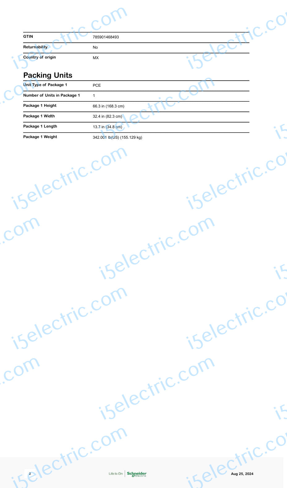 Square D EZM31200GCBEMS EZM 1200A 3 Phase Main Braker EUSERC Specs2