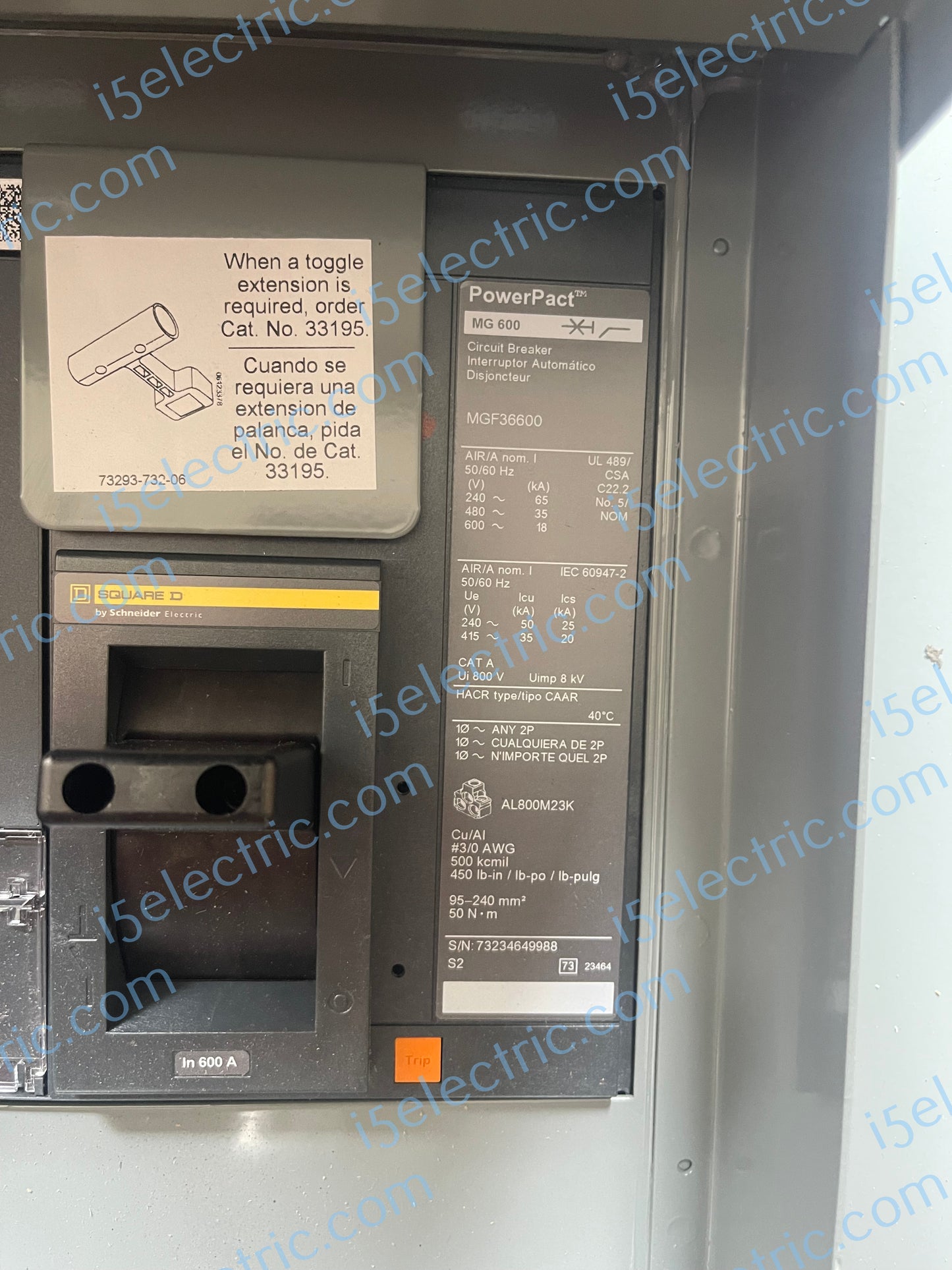 SQUARE D SCHNEIDER EZM3600CBU 600 AMP 3 PHASE 4 WIRE EZM METER MAIN CIRCUIT BREAKER EUSERC