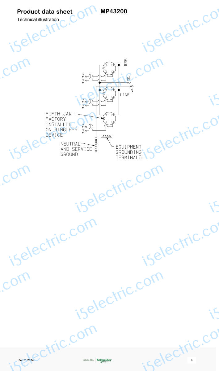 Square D MP43200 400 Amp w/3 Gang / Position 200A Meter Socket EUSERC OH/UG as WEP4312