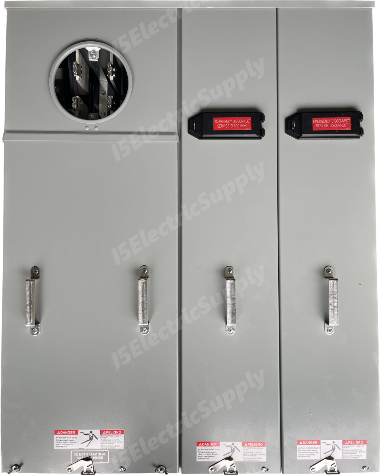 EATON 400 / 320 Amp Meter Combo Base / Socket U4042MCC With 2 200A Mai