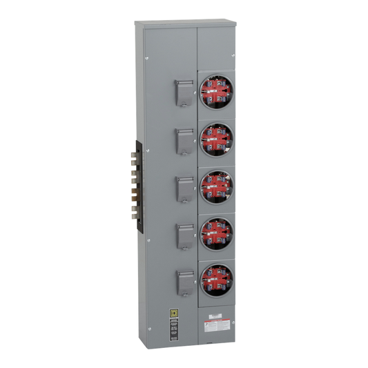 Square D EZM315225 1200A Bus w/5-Gang 225A Meter Pak Sockets/Positions 3PH in 1 PH out