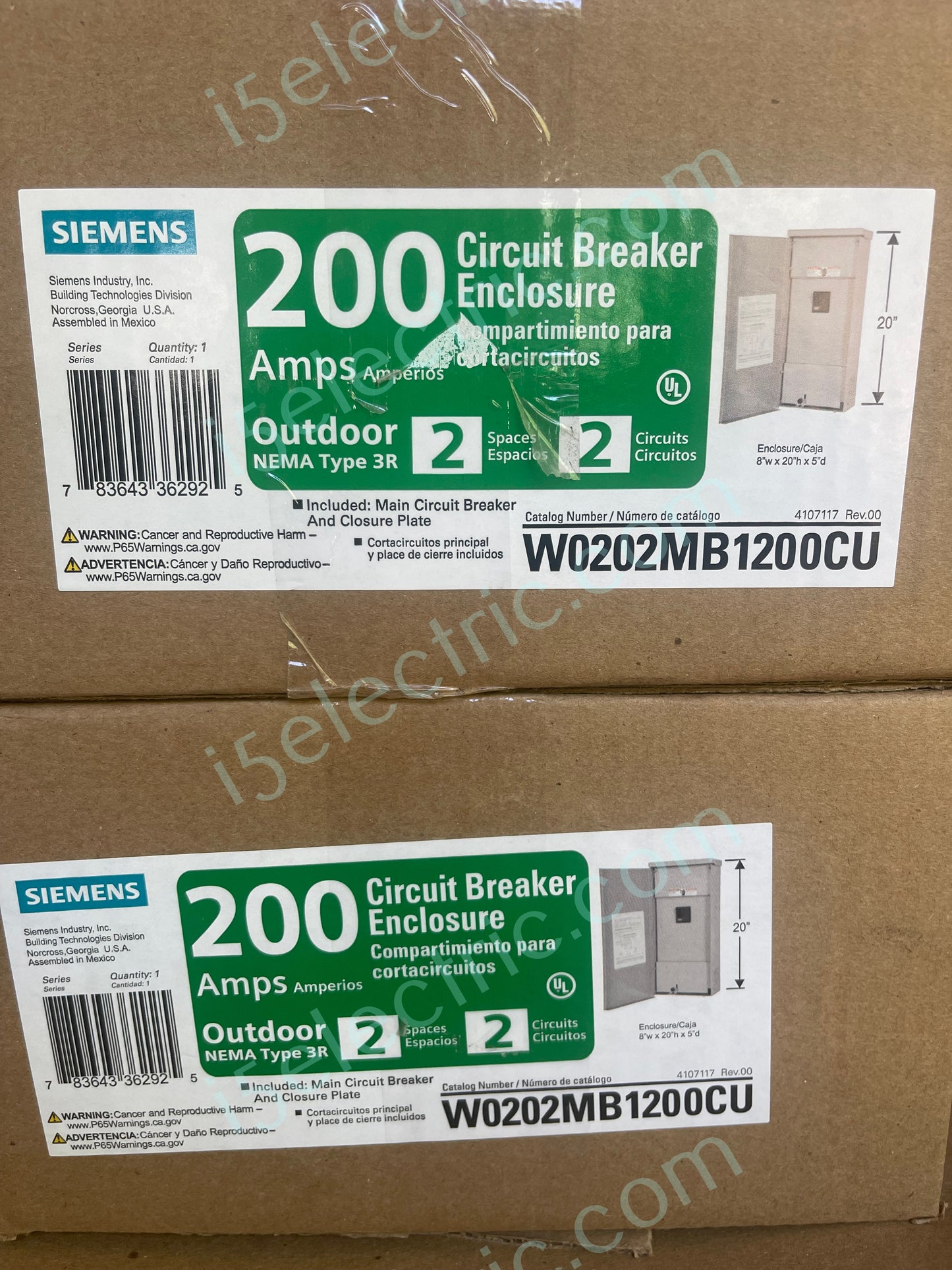 200 Amp Outdoor Main Breaker Panel / Service Disconnect Siemens W0202MB1200CU