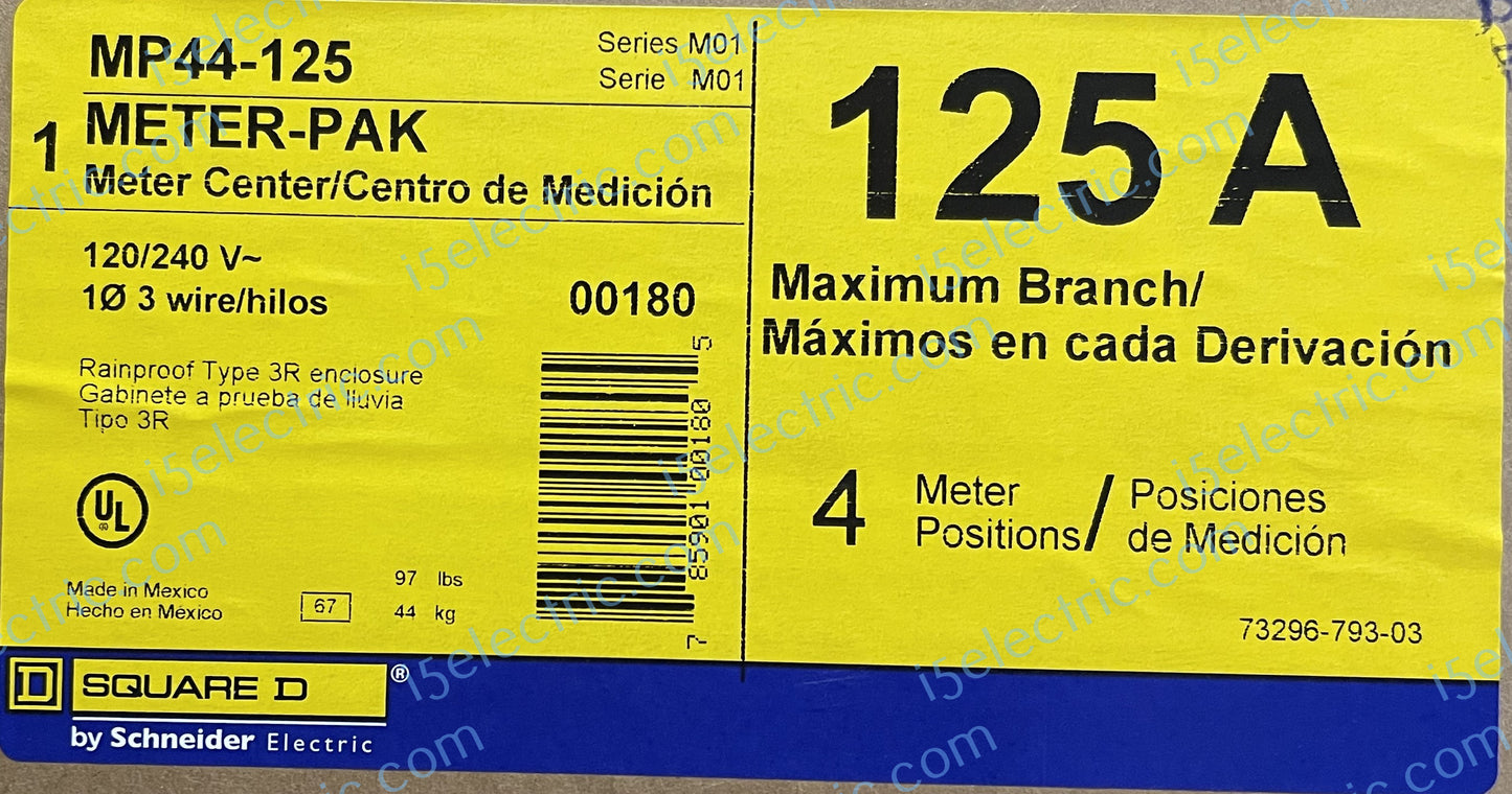 Meter-Pak MP44125 4 gang 125A each 400A Bus; Label