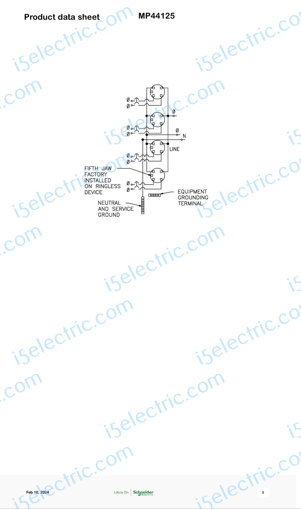 Meter-Pak MP44125 4 gang 125A each 400A Bus; Specs5