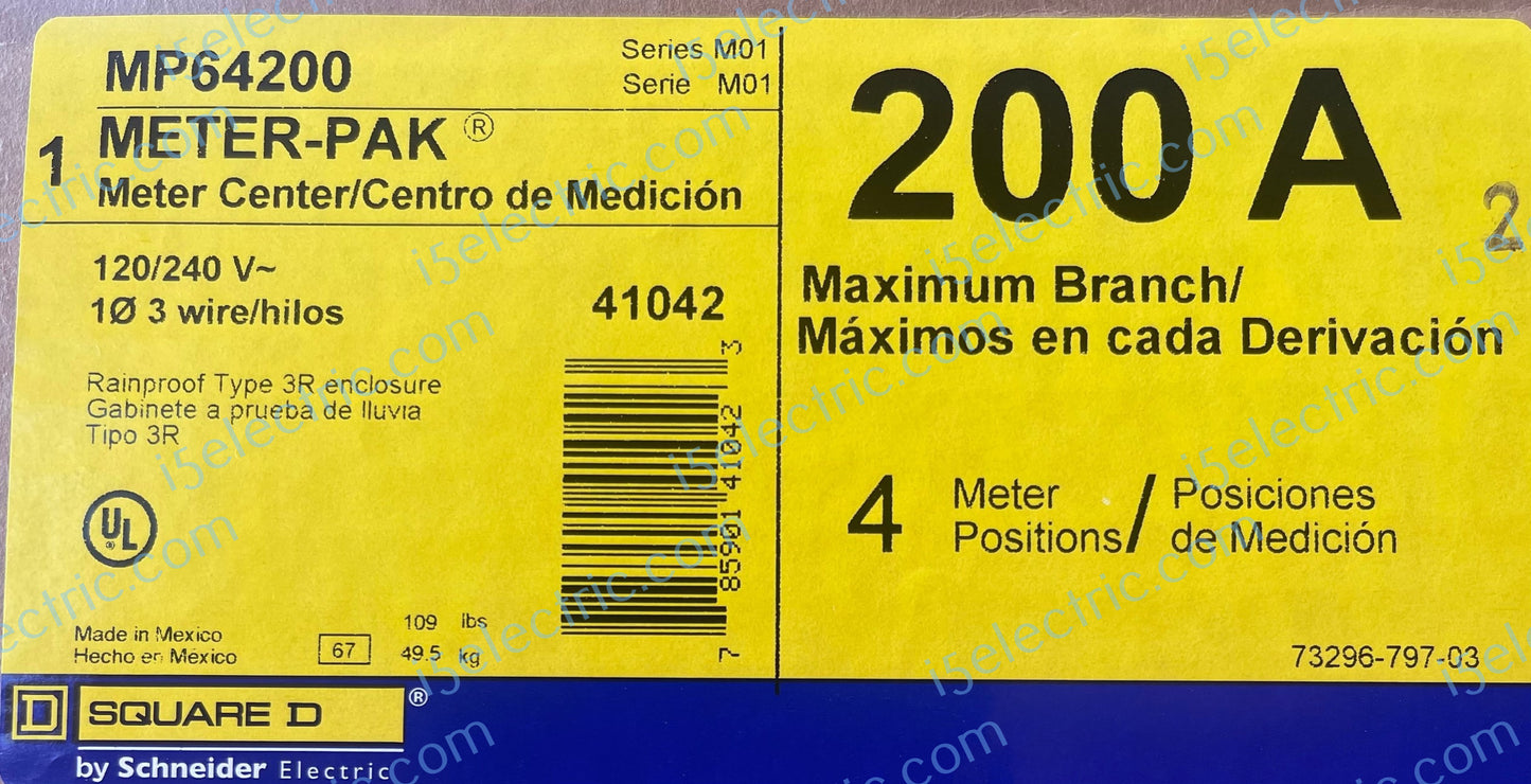 Meter-Pak MP64200 600 Amp 4 Gang 200A Each; Label