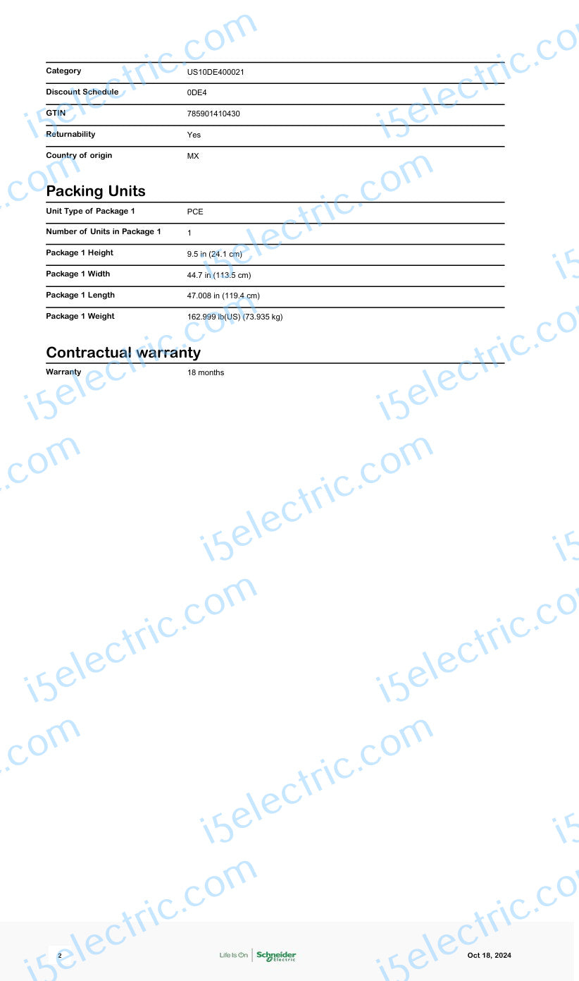 Meter-Pak MP85200 800 Amp Bus 5 Gang 200A Each; Specs2