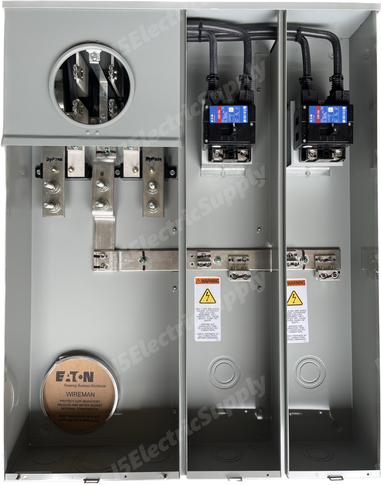 EATON 400 / 320 Amp Meter Combo Base / Socket U4042MCC With 2 200A Mai